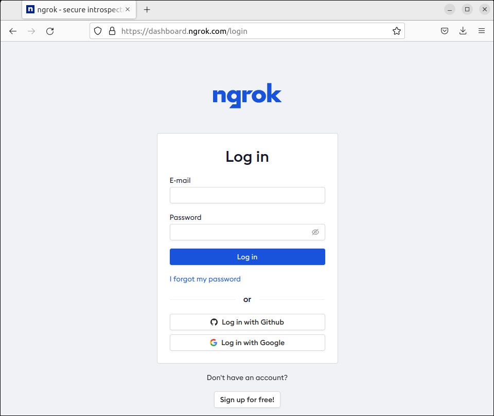 Create a Ngrok account