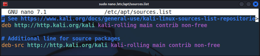 Fix Kali Linux Repositories File