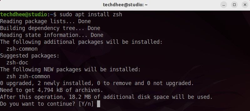 Install ZSH on Ubuntu 22.04