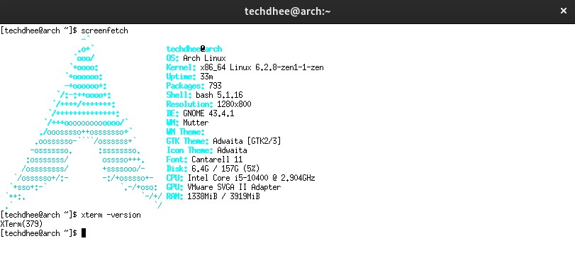 Xterm on Arch Linux